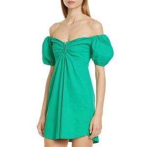 A.L.C. Aniston Off the Shoulder Green Mini Dress